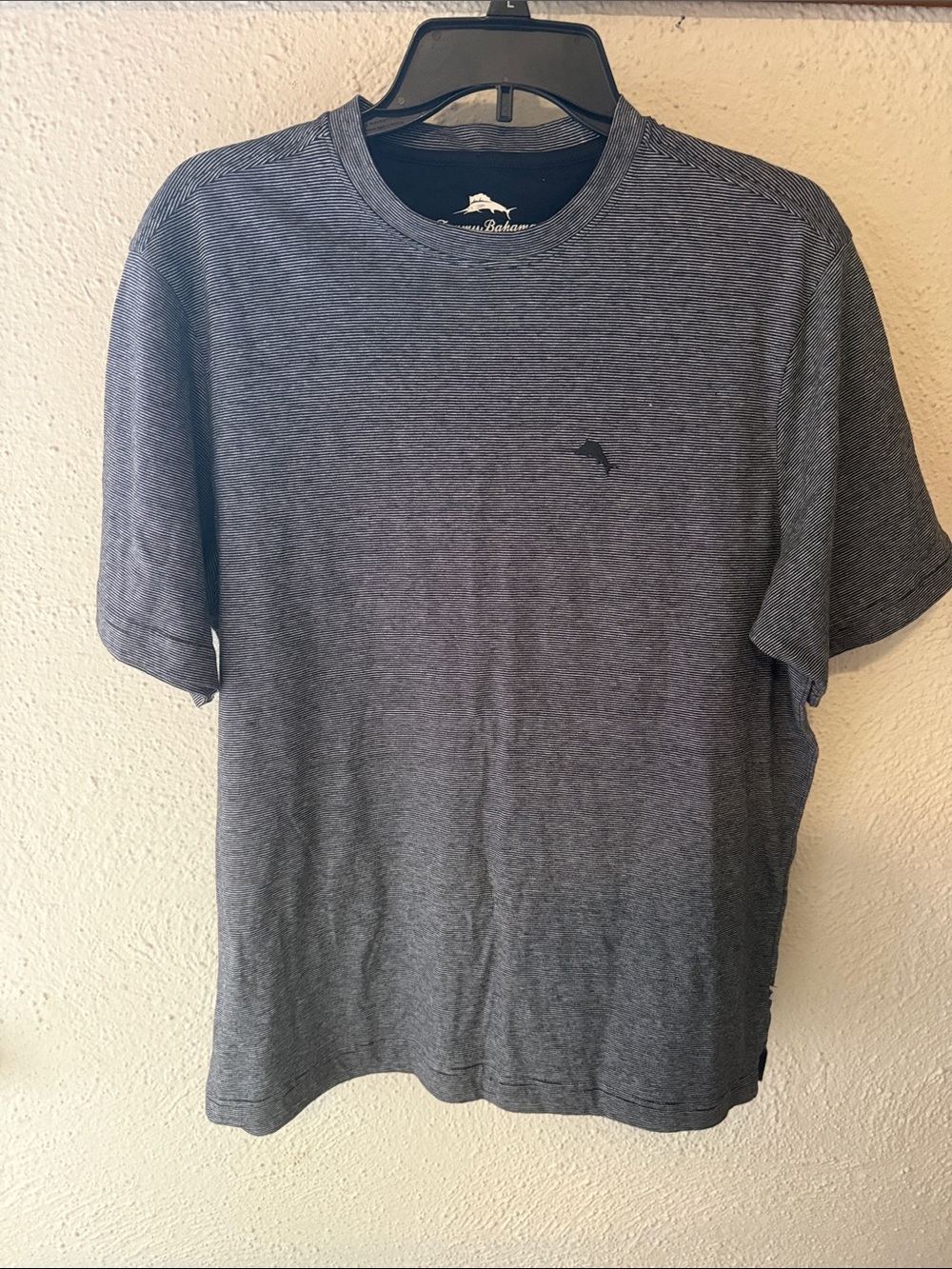 Tommy Bahama Short Sleeve Crewneck Tee in Navy Heather Stripe
